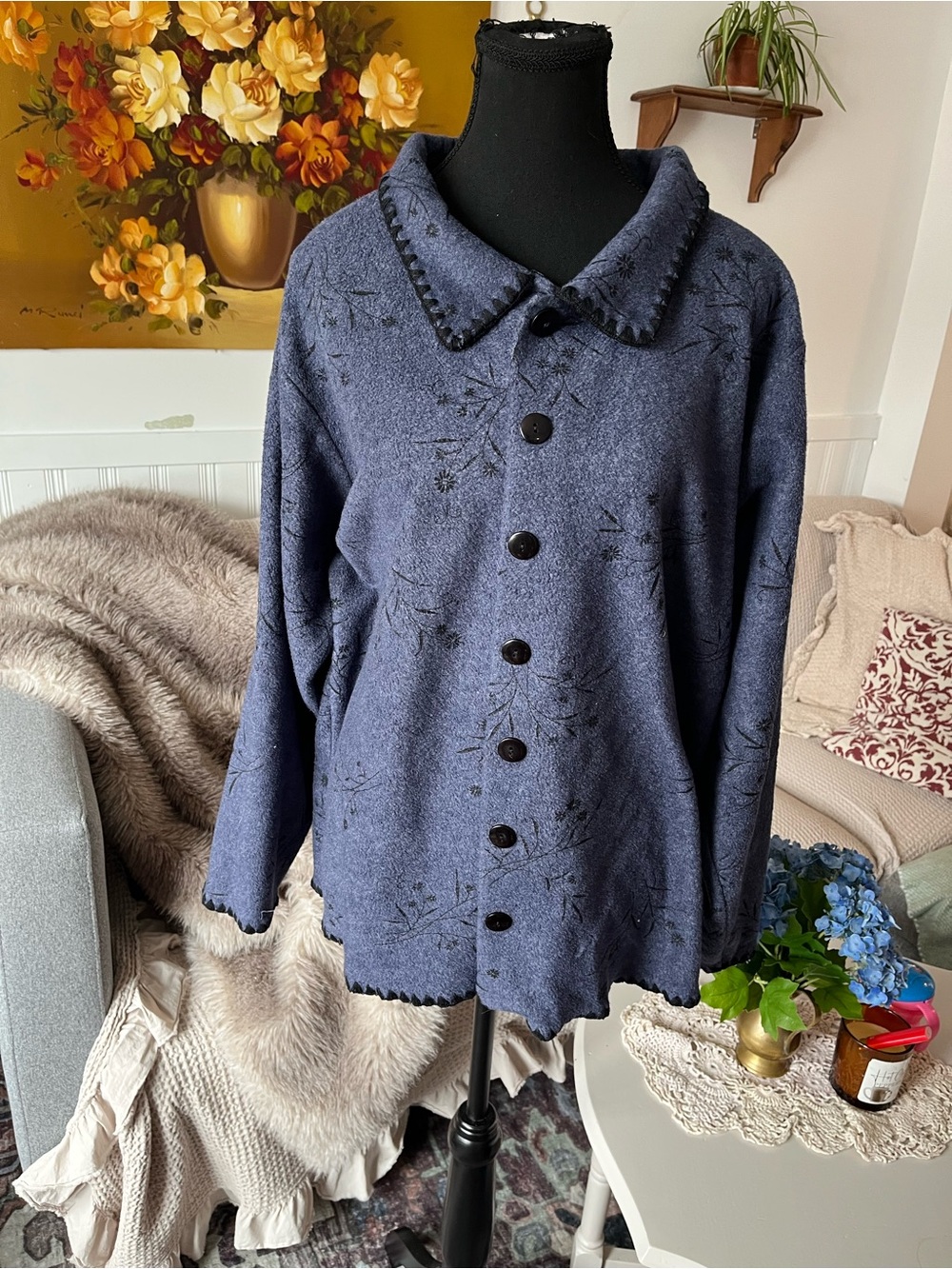 Women's Coziest Softest Vintage Penmans Button-Front Sweater Jacket - 1X